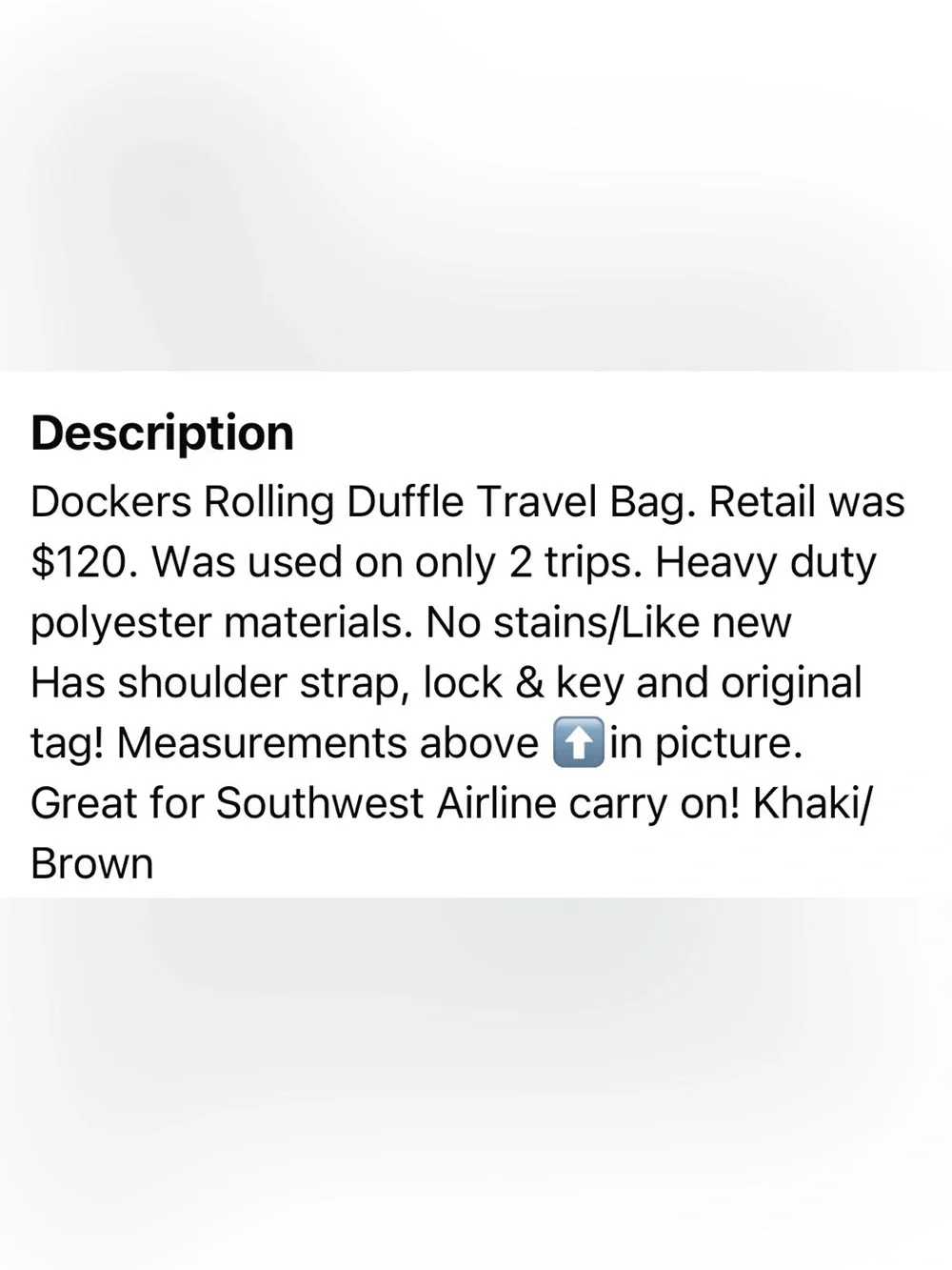 Dockers Rolling Duffel Bag EUC!